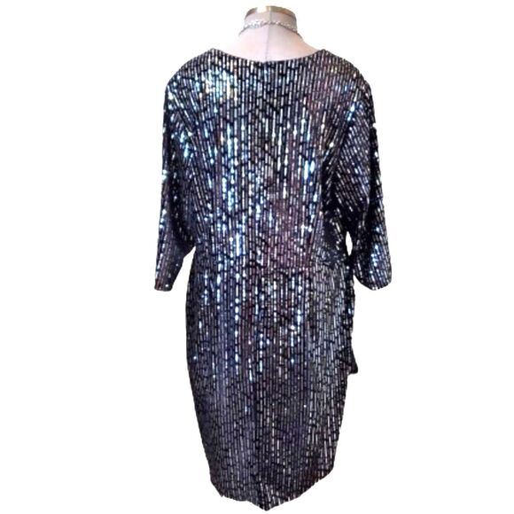 Lane Bryant Silver Sequin & Black Velvet Wrap Dress NWT Party Date Night Sz 16 - Picture 2 of 11